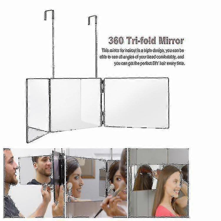 Retractable Hanging Three-sided Folding Vanity Mirror(,)