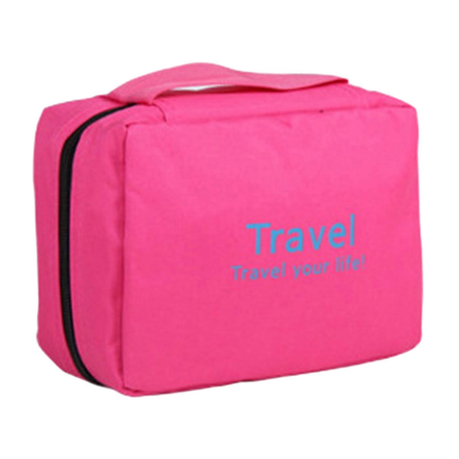 Portable Small Zipper Wash Bag with Handle Waterproof Lightweight Toiletry Bag for Women Men Unisex