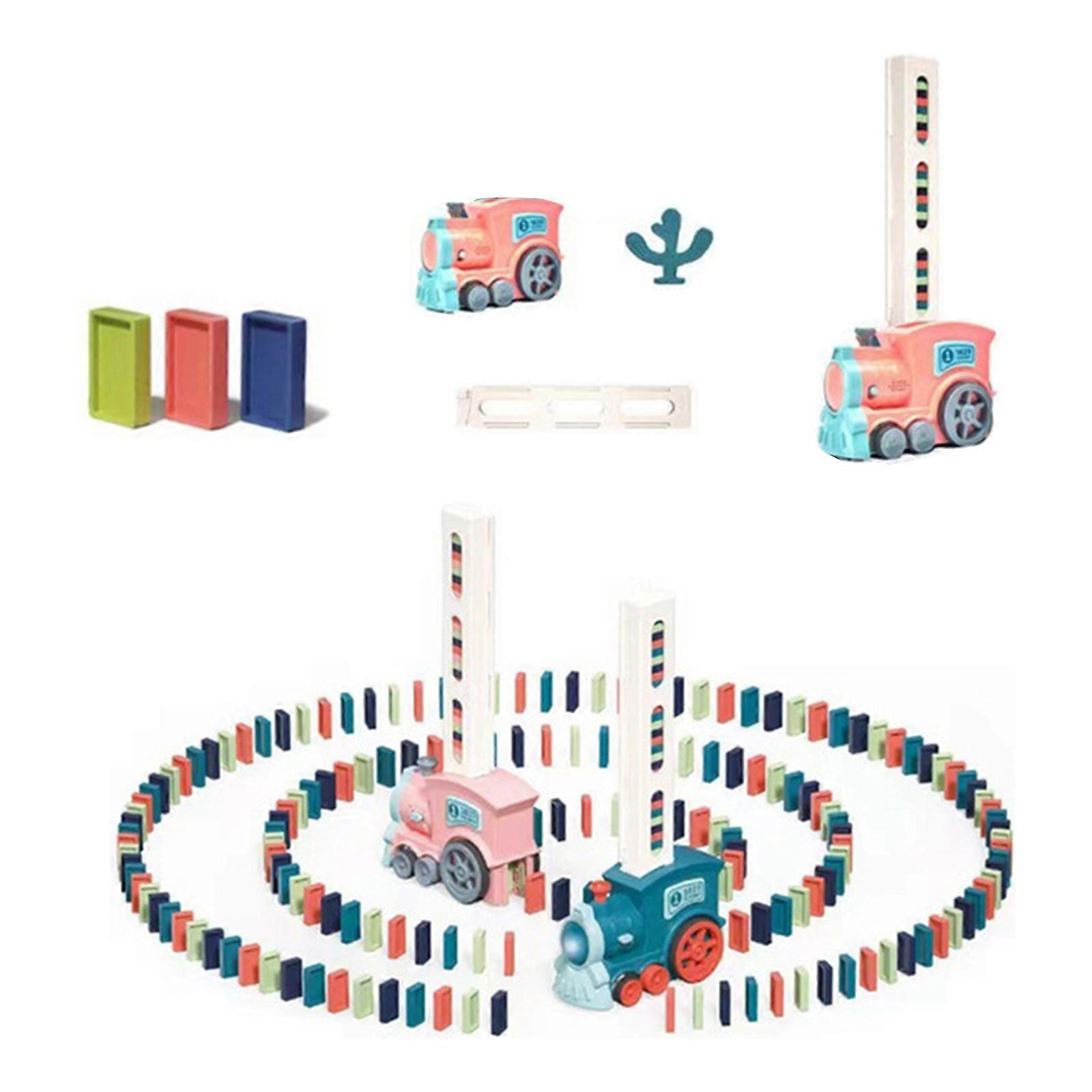 100% ny, oppgrader elektrisk tog dominoes sett for barn automatisk domino tog leketøy - 60/80/100 stk