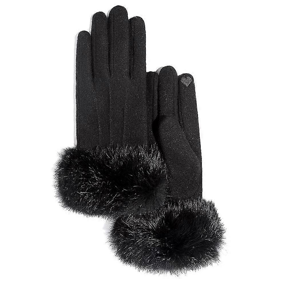 Winter gloves Warm lined cold gloves for texting with touch screen(black)