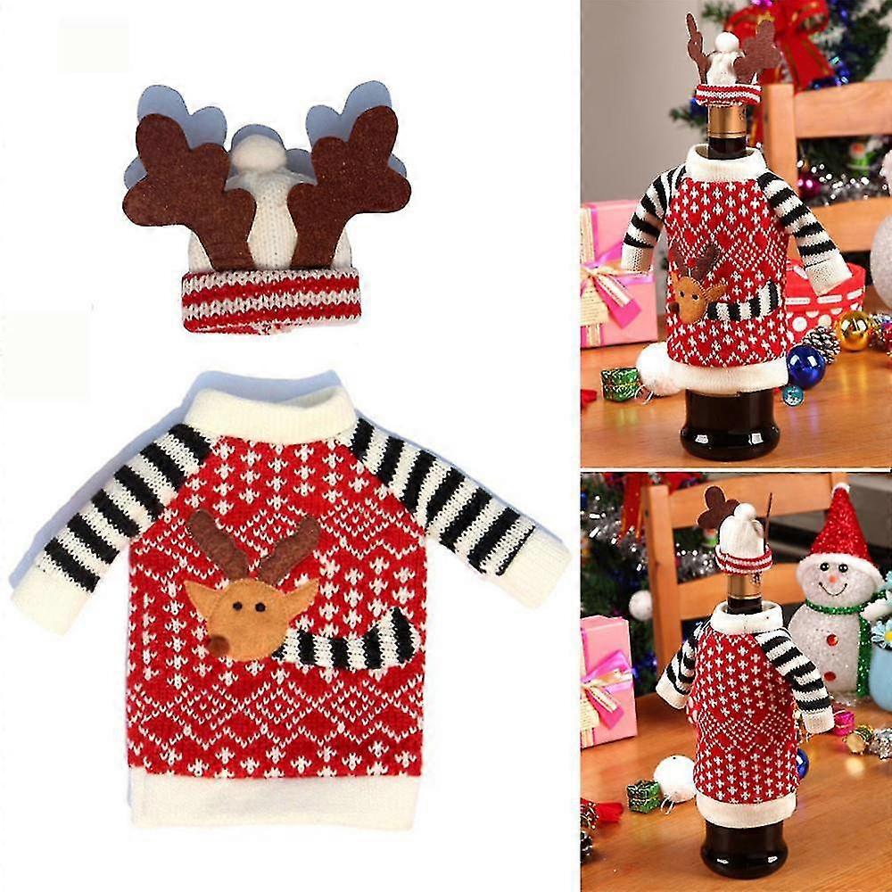 Creative Cartoon Clothes Red Wine Set Elk Group Champagne Bottle Bag Christmas Event Party Decoration Supplies