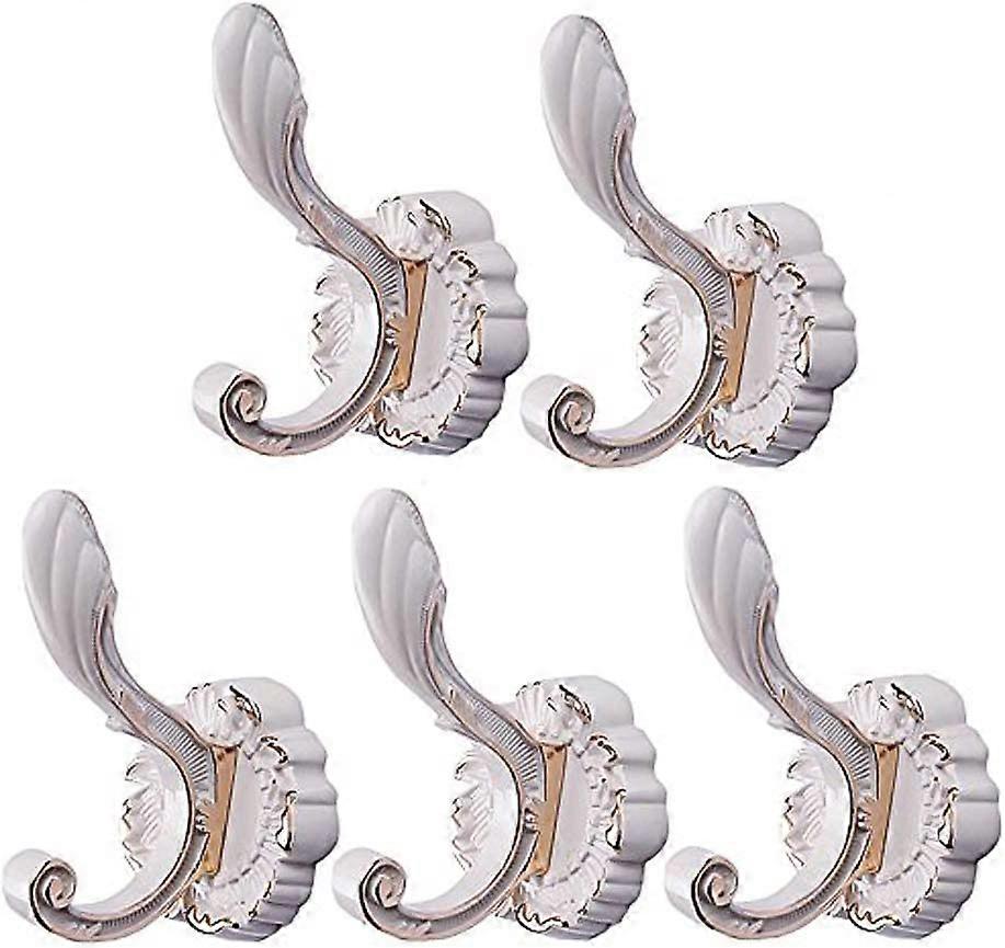 5Pcs Wall Hooks Vintage Coat Hooks Wardrobe Hooks Hat Hooks (White) Gift