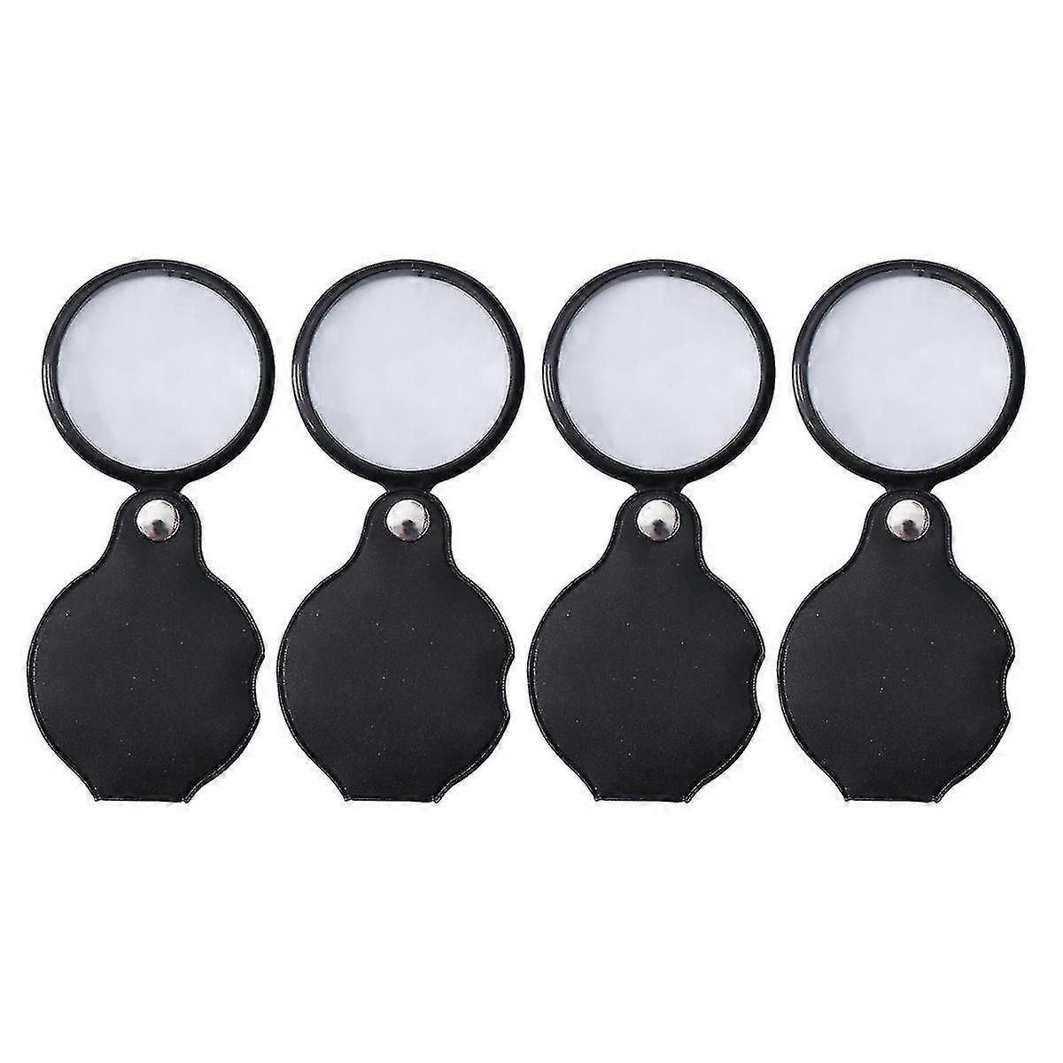 Pack Of 4 Durable Portable Pocket 5x Magnifying Glass Loupe Folding Magnifier For Inspect Reading 4pcs
