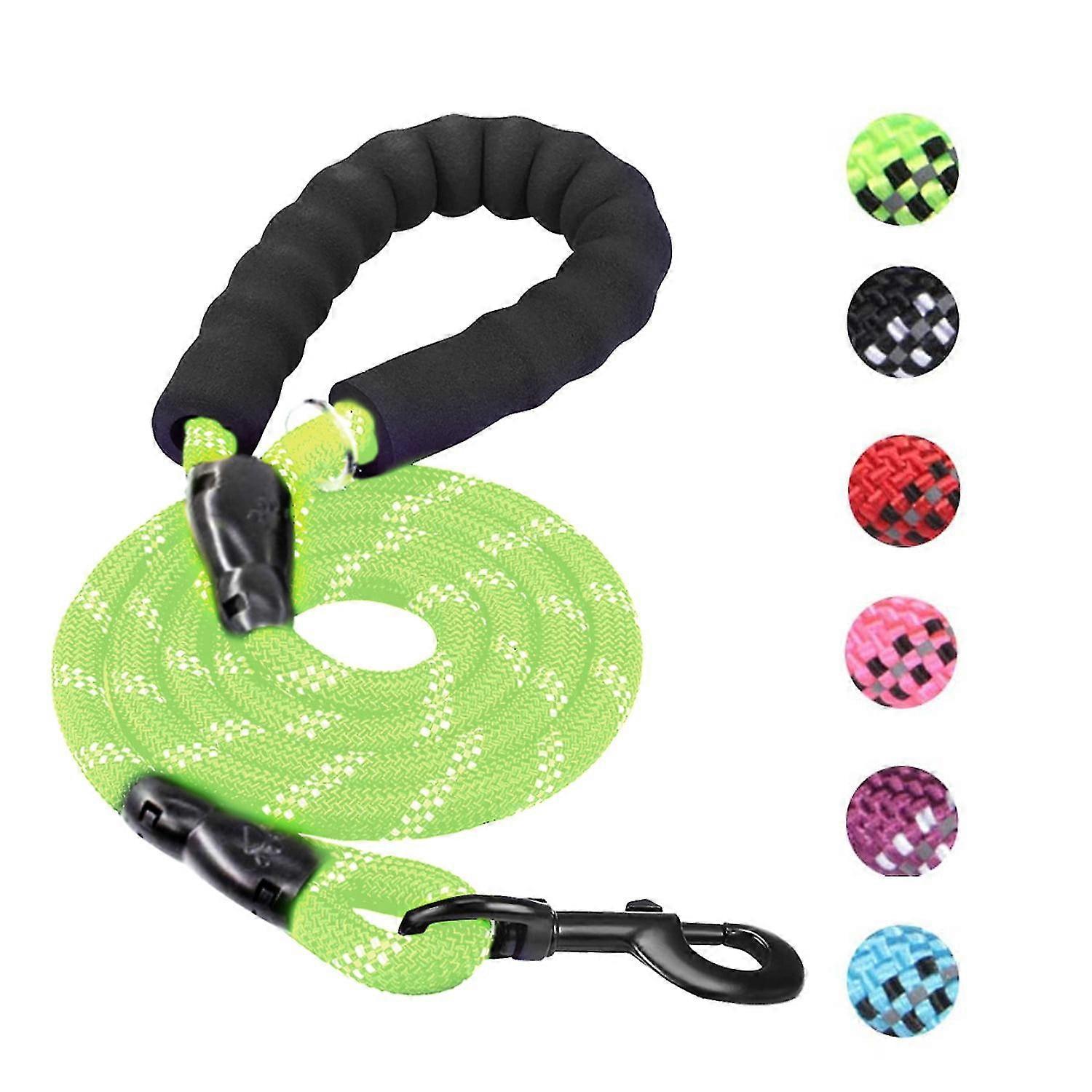 Strong Dog Leash - 4.9 Ft Durable Nylon Rope, Reflective Threads