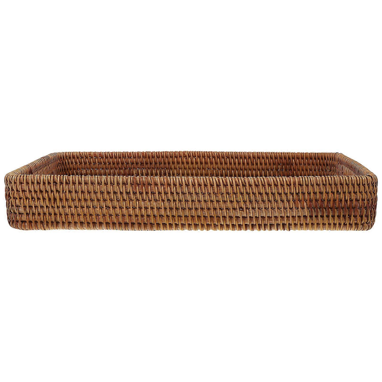 Vassoio rettangolare in rattan Vassoio in rattan di stoccaggio Vassoio in rattan intrecciato a mano Vassoio decorativo in rattan