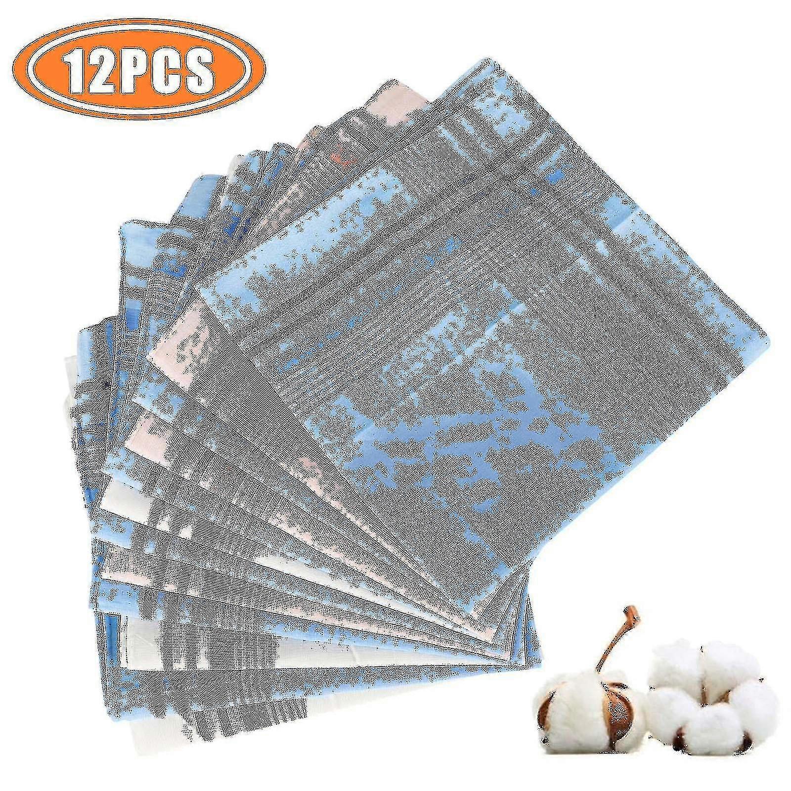 12 قطعة مناديل للرجال لينة القطن جيب مربع الرجال مناديل هدية مجموعة (لون عشوائي متنوعة)