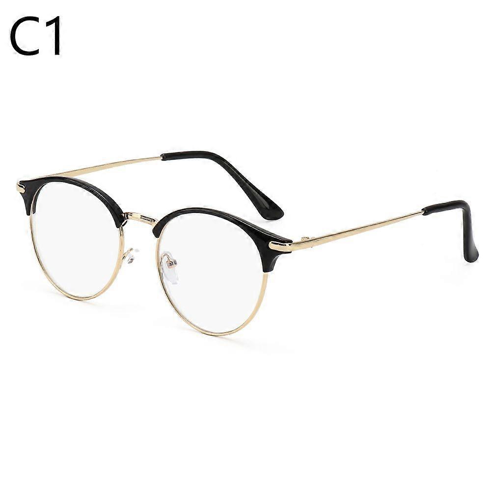 Vintage Metal Glasses Round Frame Computer Goggles Office Glasses HD Anti