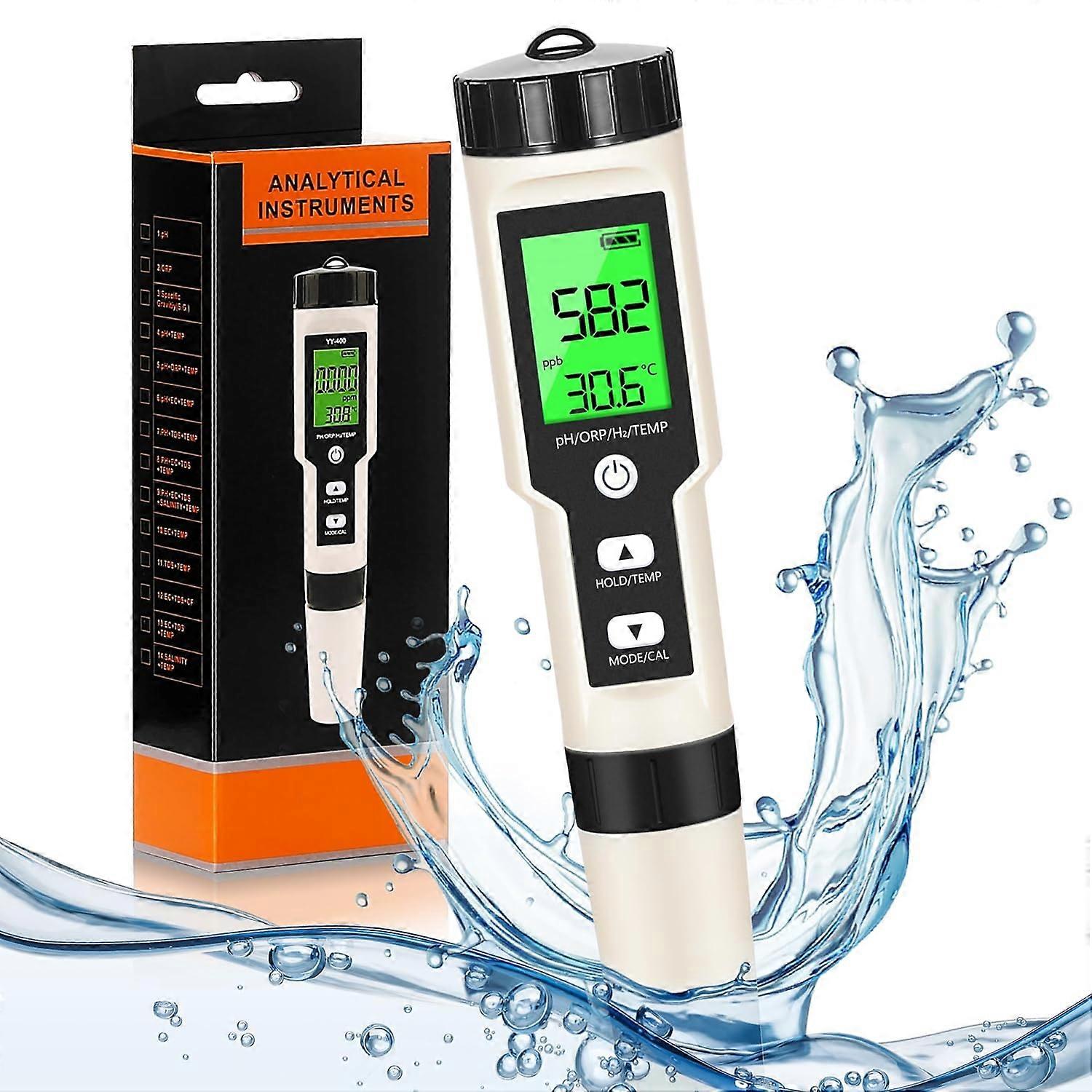 PH Meter,4 in 1 PH, H2, ORP&Temperature Meter, Digital Water Testing Kits