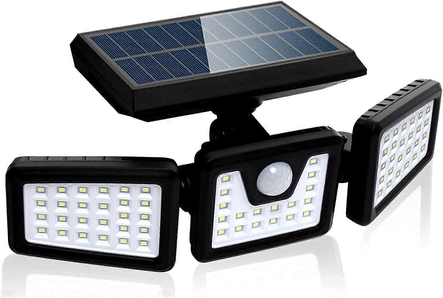 Solar Motion Sensor Security Light, Powerful Outdoor Wall Spotlight with 3 Heads, 550 Lumen