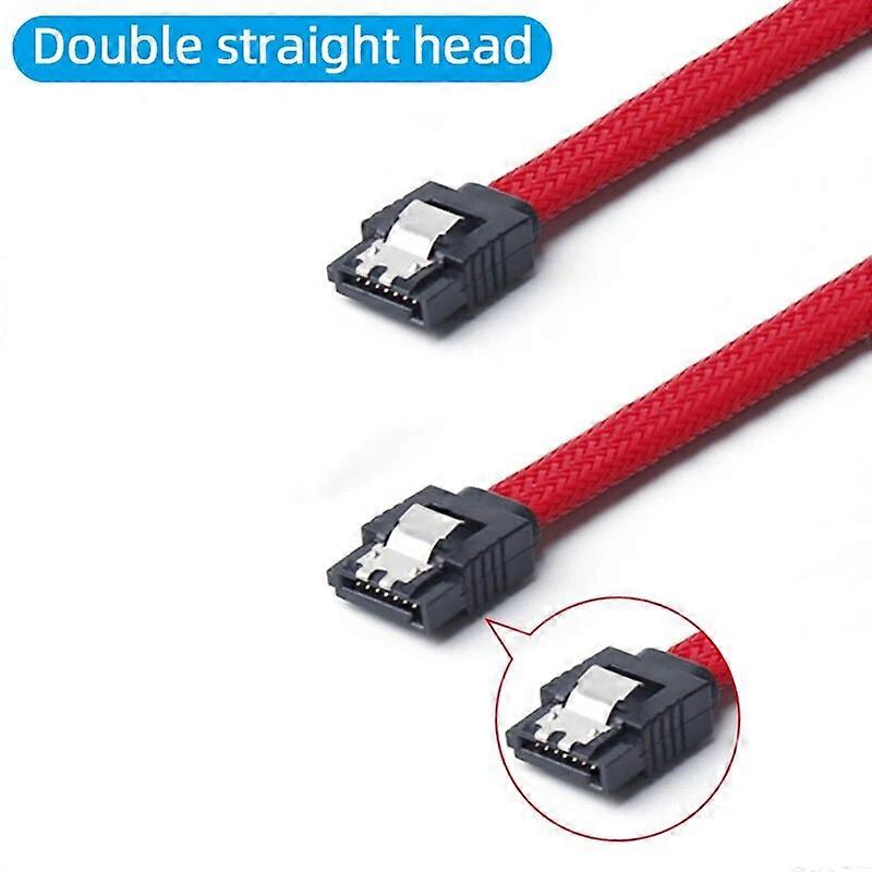 1pcs3pcs 50cm Sata3 7pin Data Cables 6gbs Ssd Cable Hdd Hard Disk Drive Cord Line With Nylon Braid White Red Color Sleeved