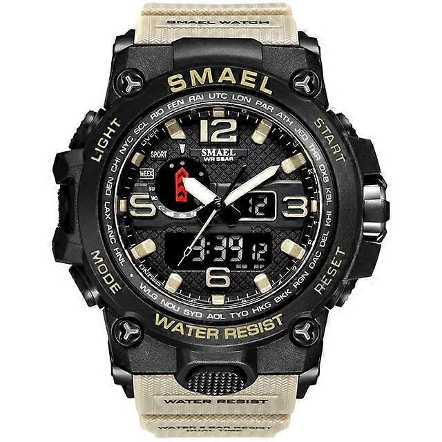 SMAEL New Sport Watch Mens 50M Waterproof Clock Alarm Reloj Hombre 1545D Dual Display Wristwatch Quartz Military Watches For Men
