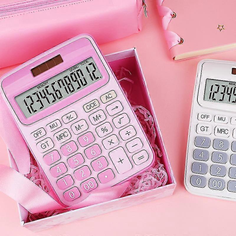 Standard Function Desktop Electronic Calculators 12 Digit Large Lcd Display And Big Button For Daily Basic Office (pink)
