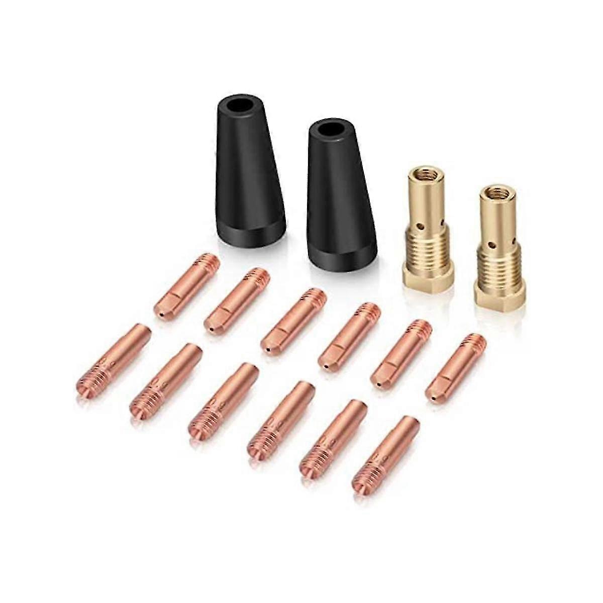 16pcs Flux Core Gasless Nozzle Tips Kit K3493-1, 0.035inch Contact Tips & Gas Diffusers With Centur