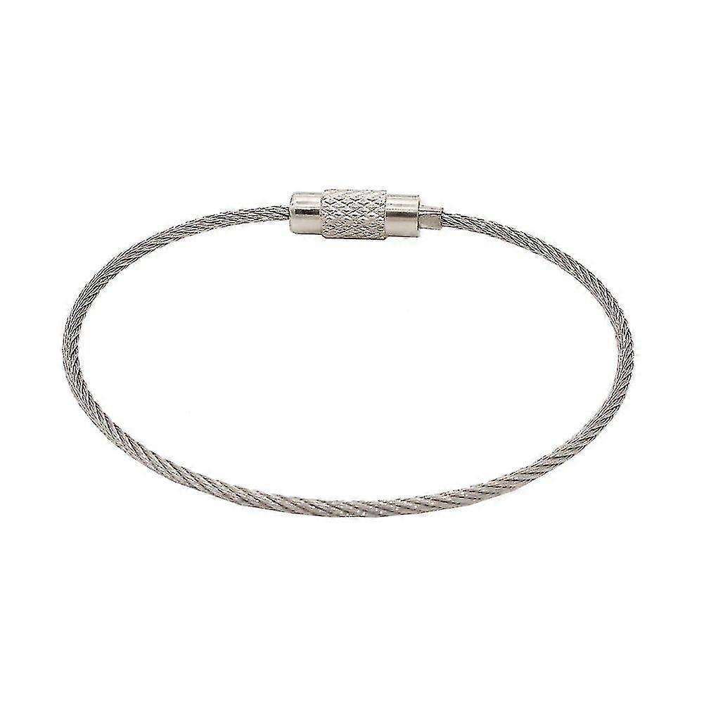 ステンレスケーブルキーリングワイヤーキーチェーンケーブルループキーリングツイストバレルカラーシルバー(7パック)