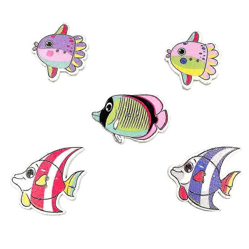 50pcs Cartoon Fish-shape Pattern Button