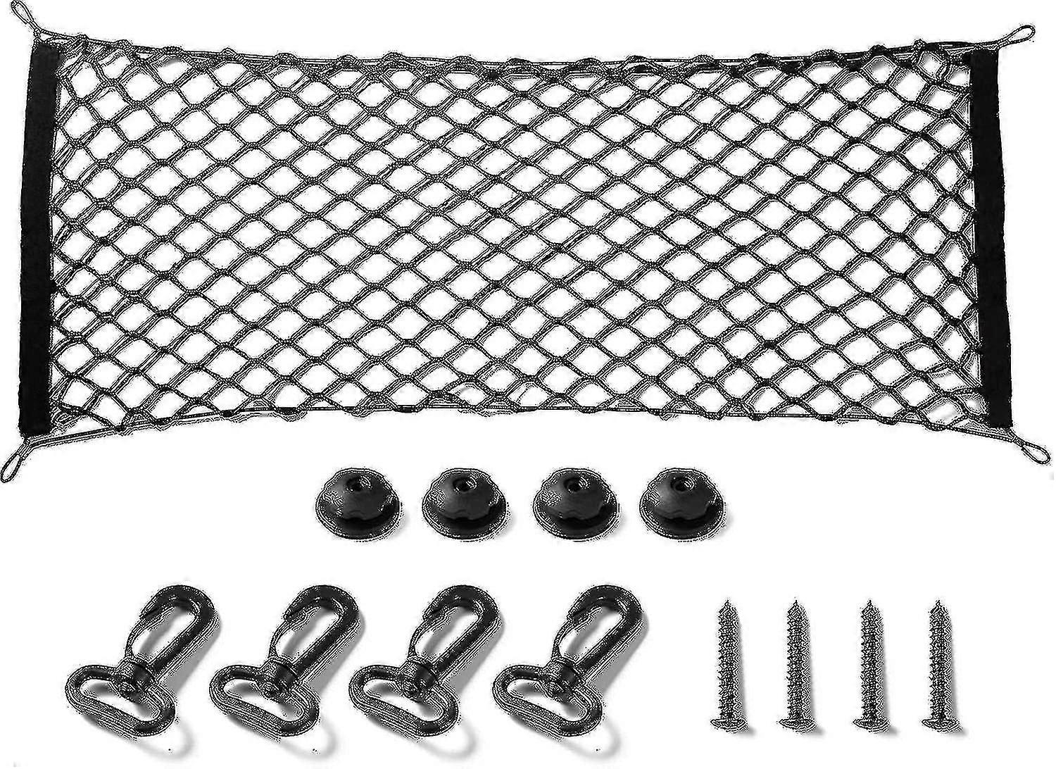 Heavy Duty Cargo Net Stretchable, Car Interior Accessories, Adjustable Elastic Trunk Storage Net With Hook