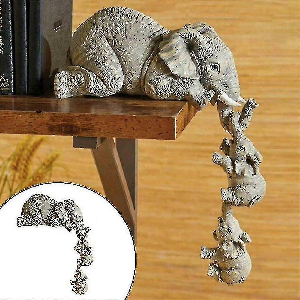 Elephant Sitter Hand Figurines Hanging Edge Ornament Table Home Decor