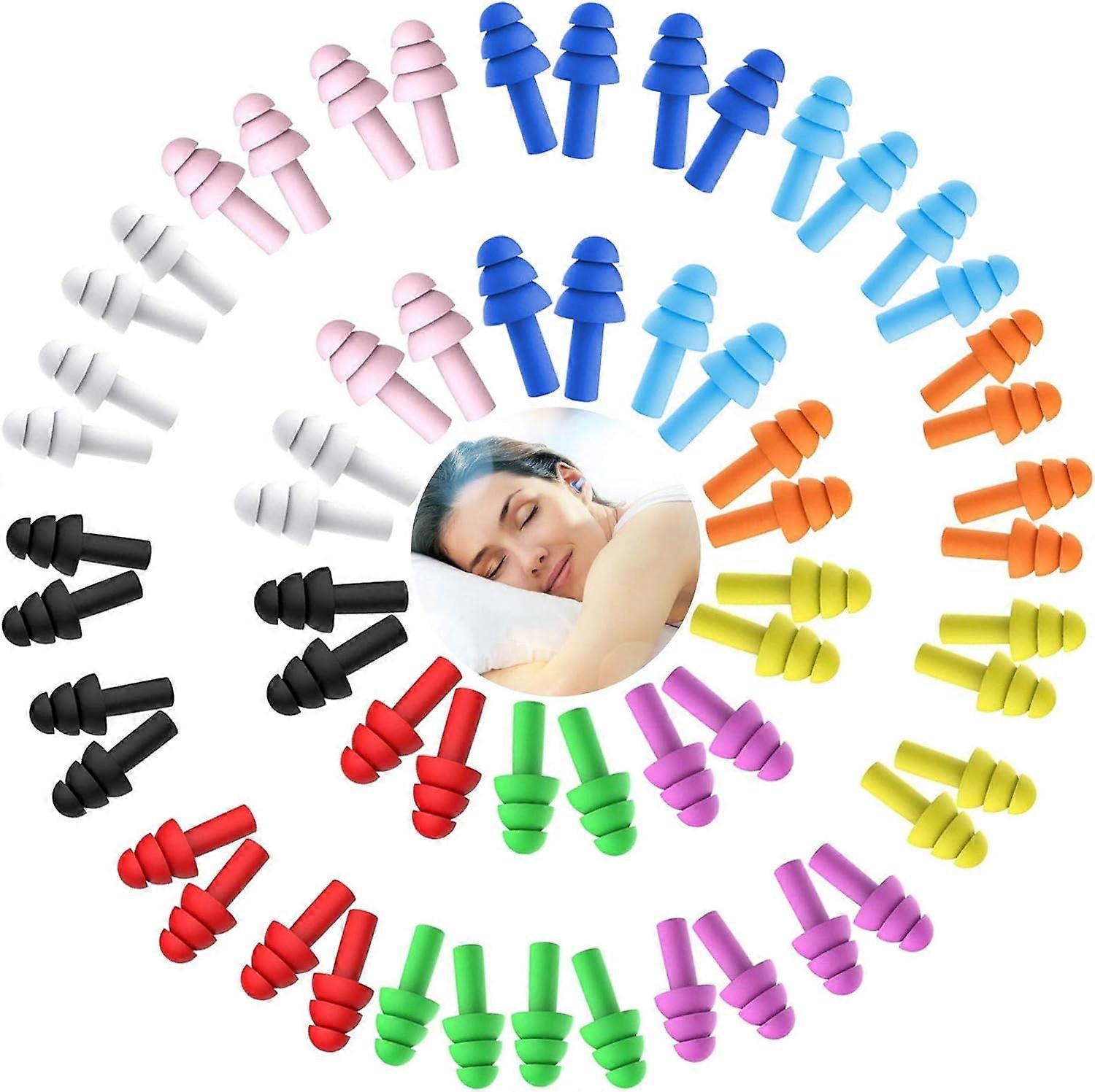 30 Pairs Ear Plugs for Sleeping, Reusable Silicone Ear Plugs Waterproof Swimming Earplugs Noise Reduction Ear Plugs