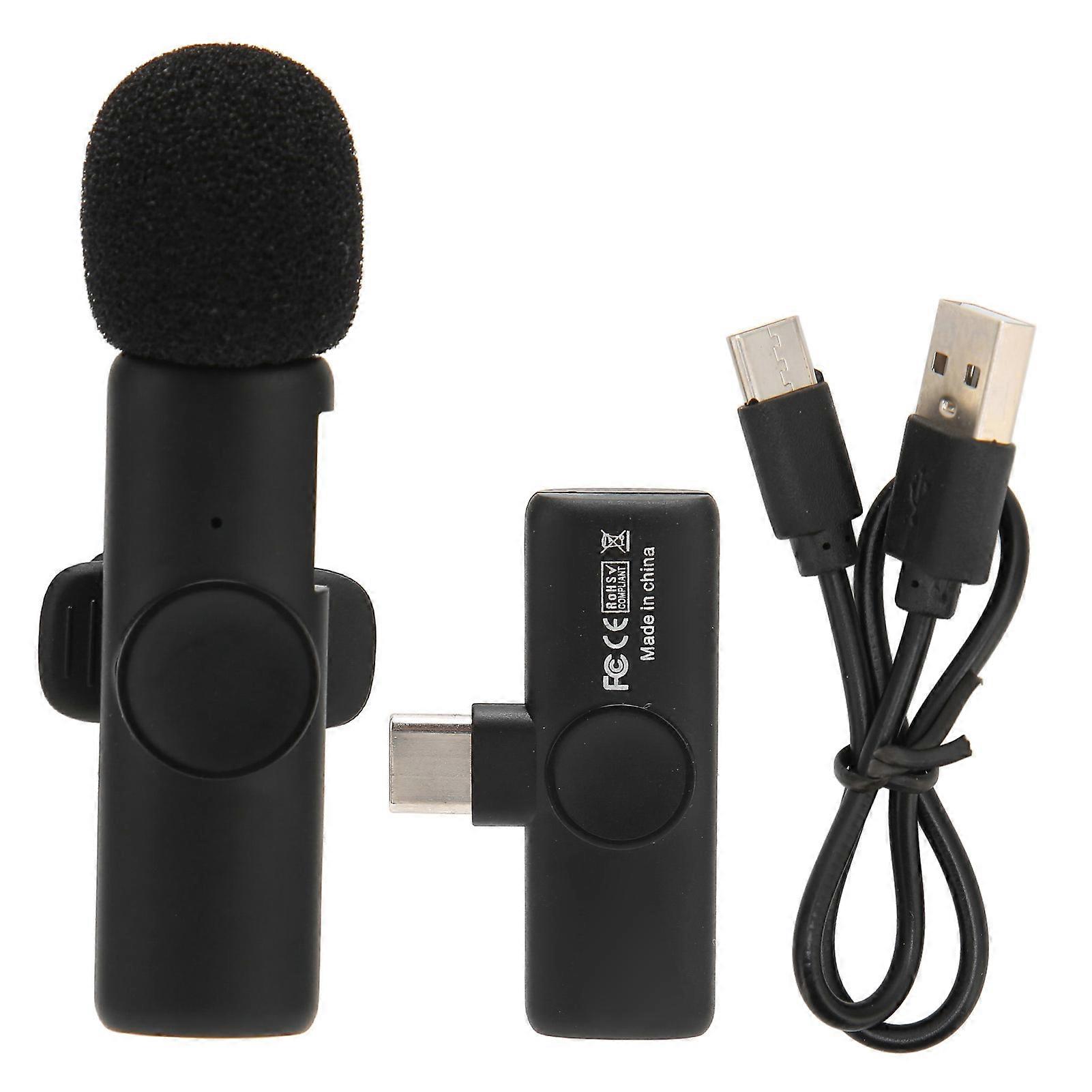 Wireless Microphone Plug and Play Auto Syncs USB Type C Lavalier Microphone for Video Recording Live Streaming