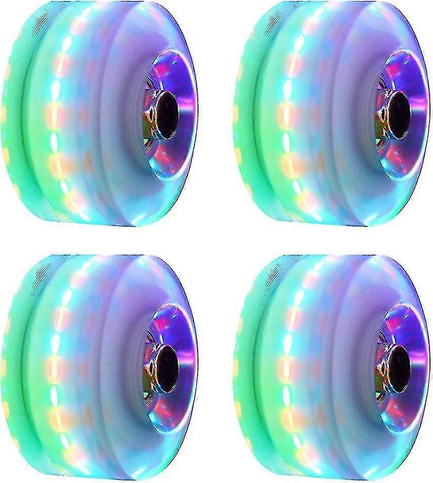 4 Light Up Replacement Wheels For Dual Roller Skateboard, Led Skateboard, 82a Core