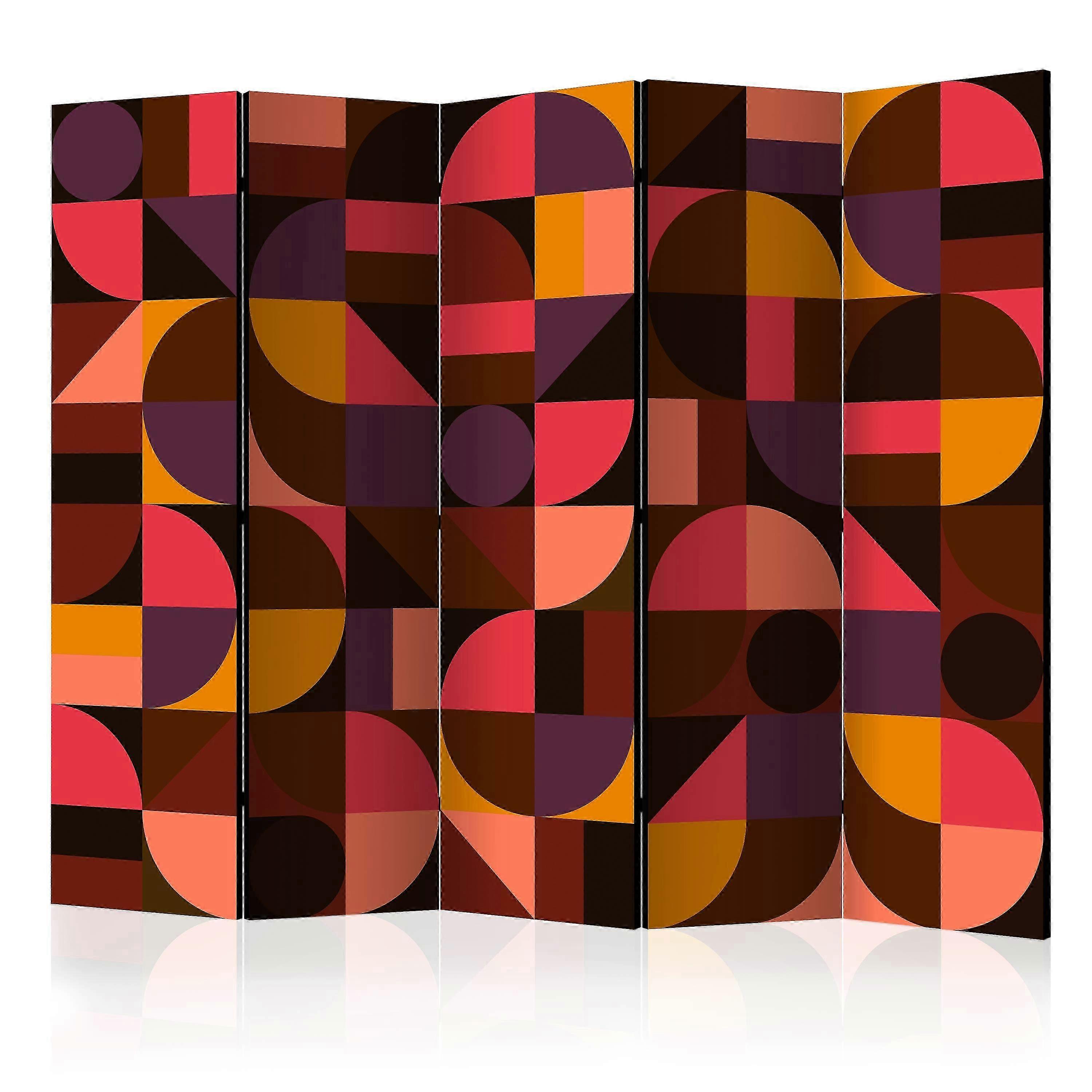 Room Divider - Geometric Mosaic (Red) II