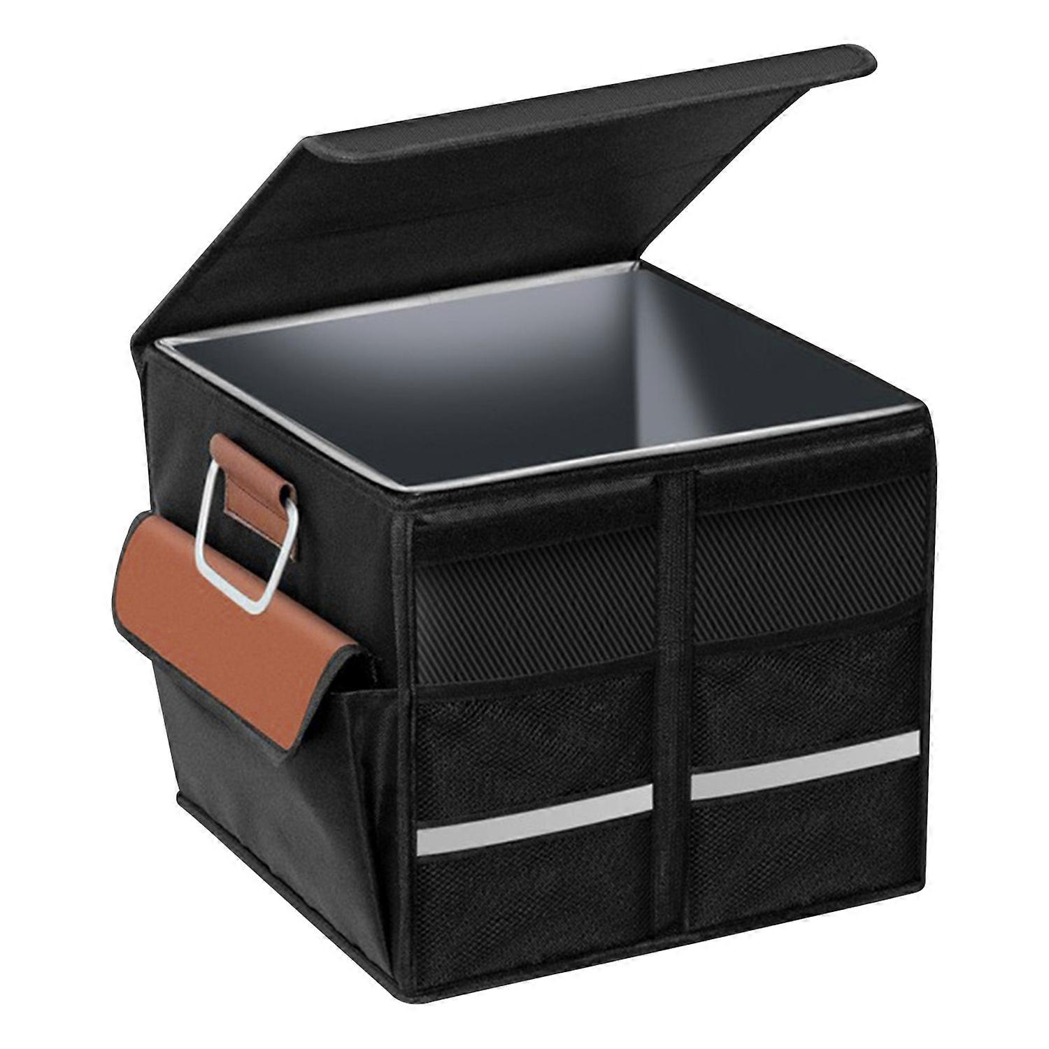 Foldable Car Trunk Organizer Storage Box with Handle Large Capacity 2 Compartments Vehicle Trunk