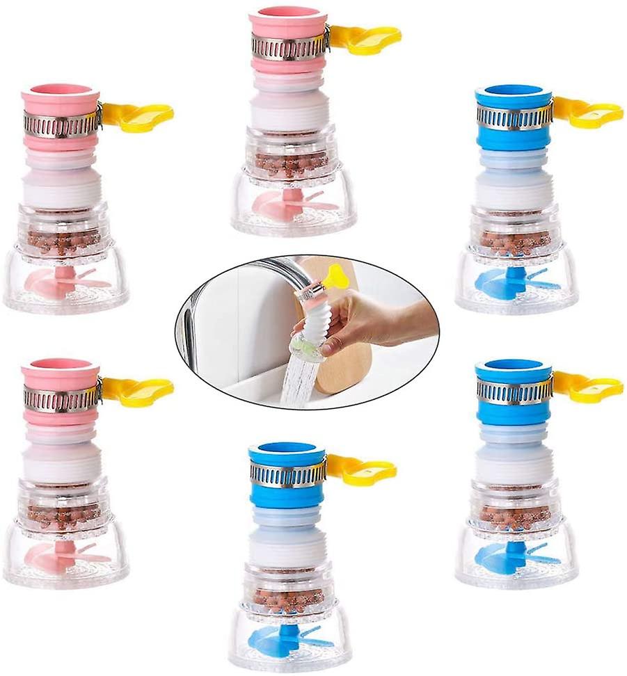 6-piece Faucet Splash-proof Filter Purifier (blue, Pink)
