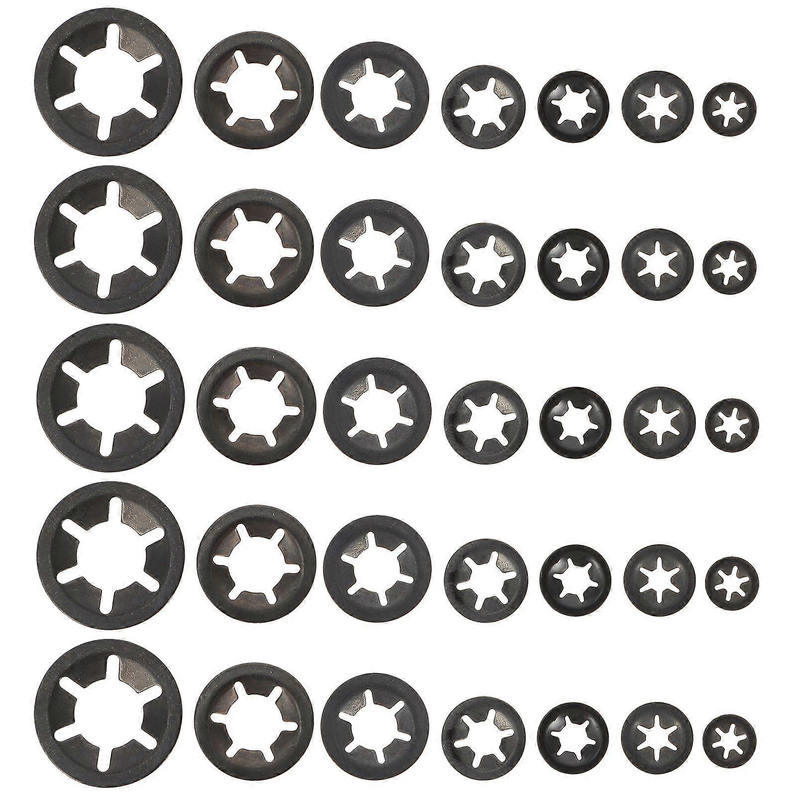 210pcs Carbon Steel Internal Tooth Plum Washers Quick Speeds Locking Washers