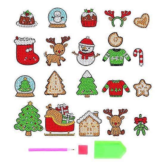 5D DIY Colorful Rhinestone Painting Stickers Different Christmas Tree Snowman Deer Shape Shining Rhinestone Painting Decals