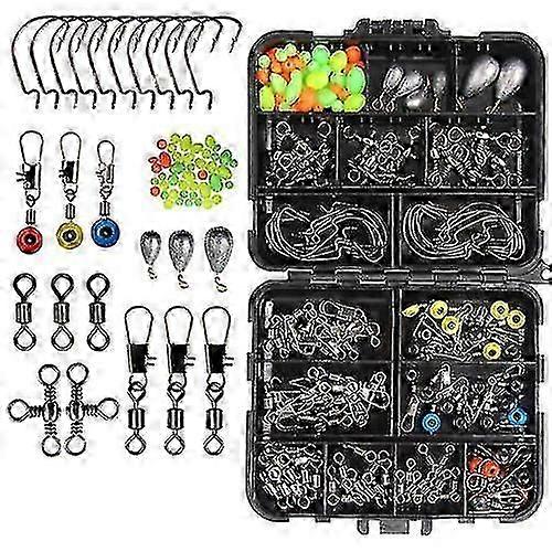 160pcs Sea Fishing Accessories Kit Set Jig-Hooks Swivels Clamp with Tackle Box