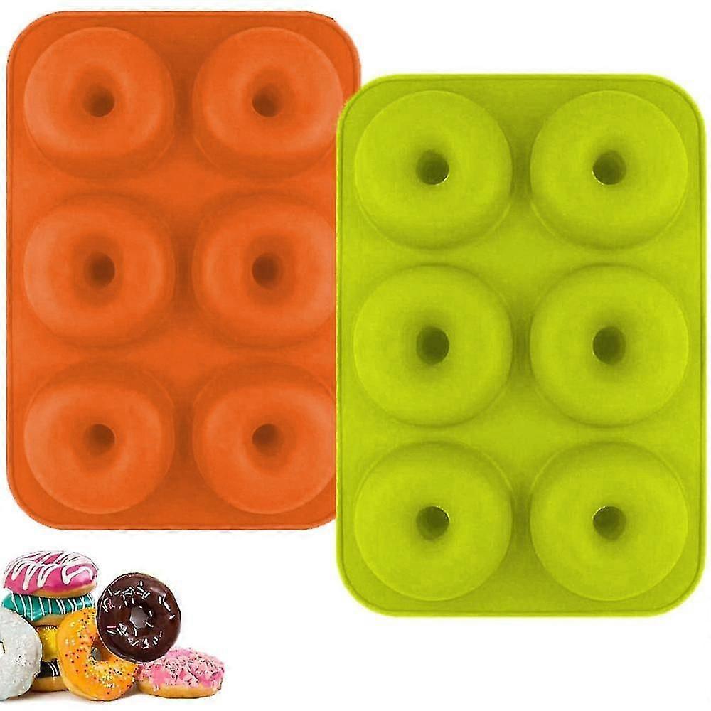 2 Pieces Silicone Donut Molds, Non-stick Donut Baking Sheet For CakeBagels Muffins, Suitable For Dishwasher, Oven, Microwave, Refrigerator"
