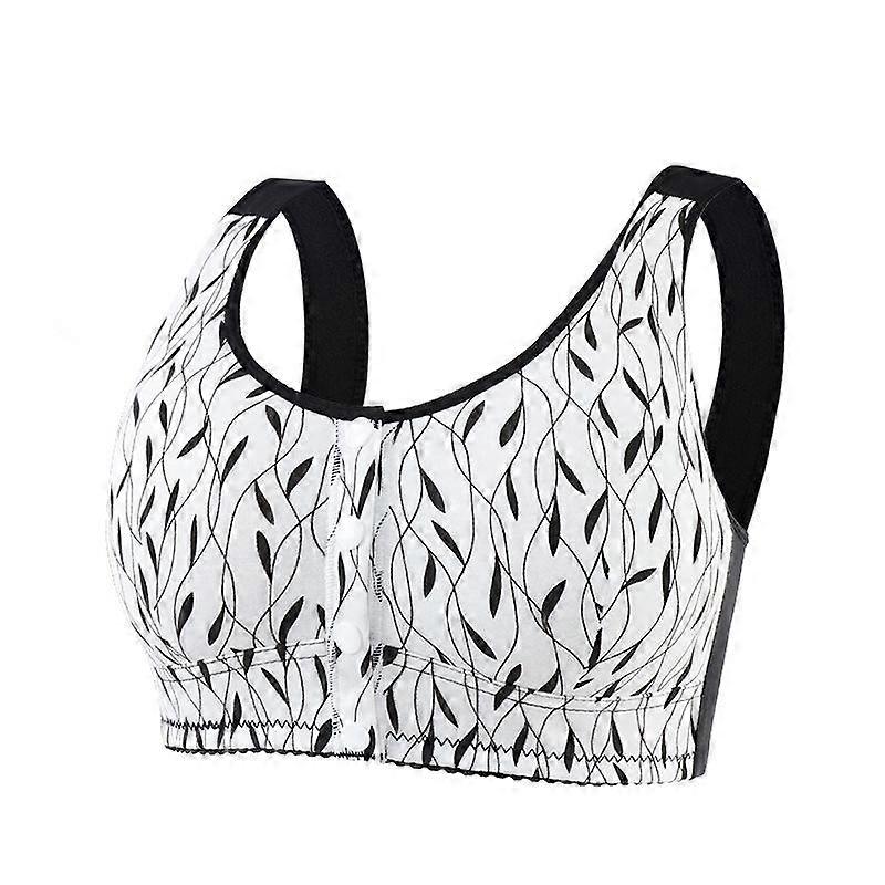 BC Cup Universal Bra Thin Cup Soft Cotton Front Button Middle-aged and Elderly Underwear Women's Bra Printing Oversize