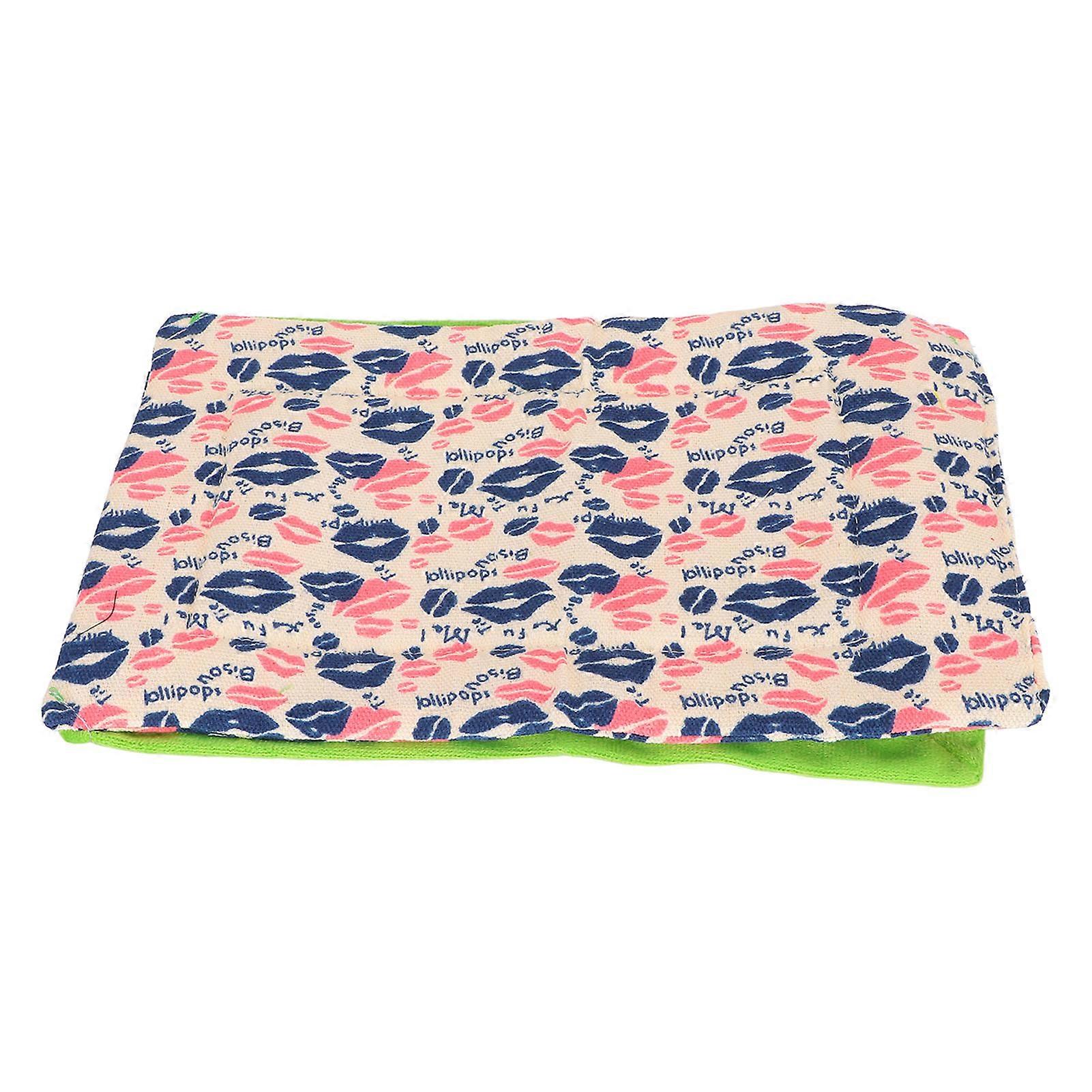 Reptile Sleeping Bag Soft and Warm Bearded Dragon Bed with Pillow for Bearded Dragon Leopard Gecko(Lip Print Green Quilt )