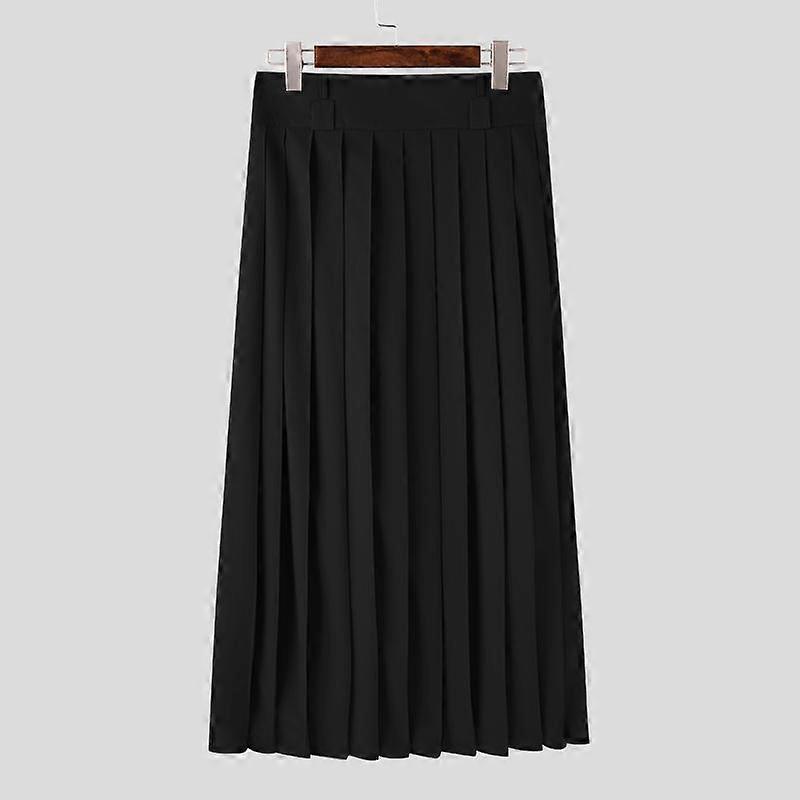 INCERUN Spring Men Pleating Loose Long Skirts