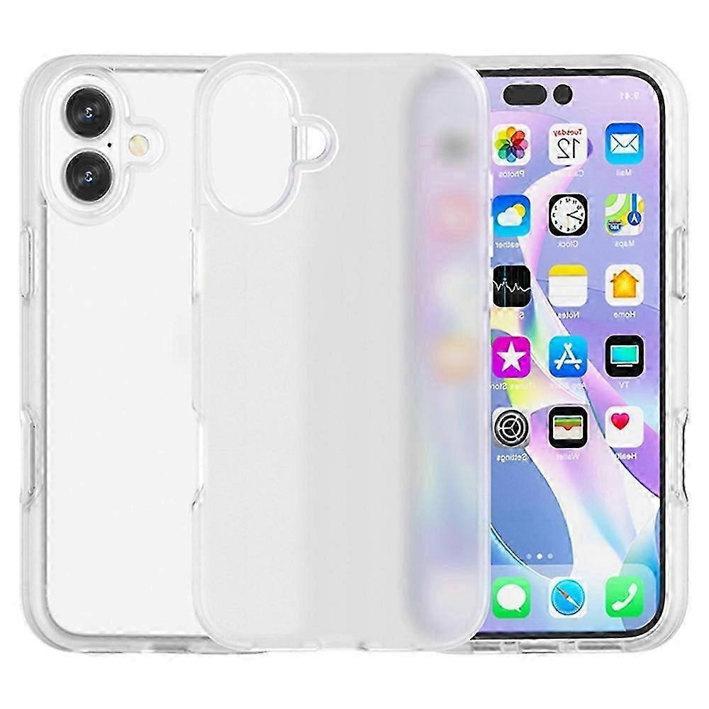 For iPhone 16 Plus Case TPU + PC Matte Translucent Phone Back Cover - Black