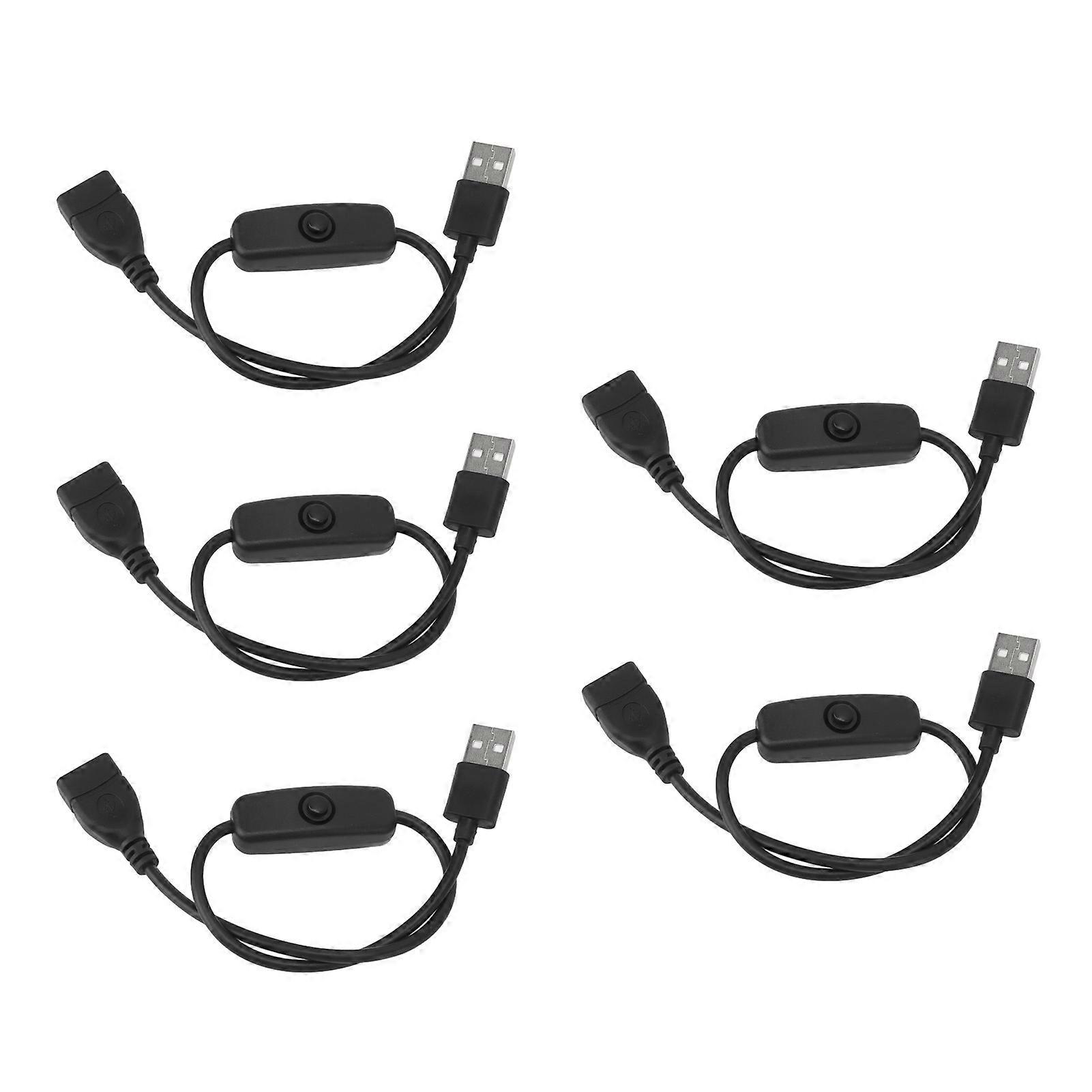 5PCS On/Off Switch Cable, 2 Pin USB Extension with Button