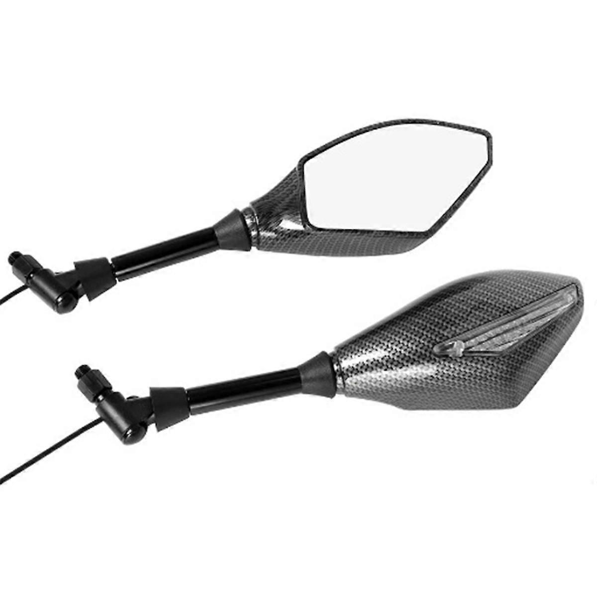 Motorcycle Modified 10mm Universal Rearview Mirror with Turn Signal Light LED Rear View Mirror with