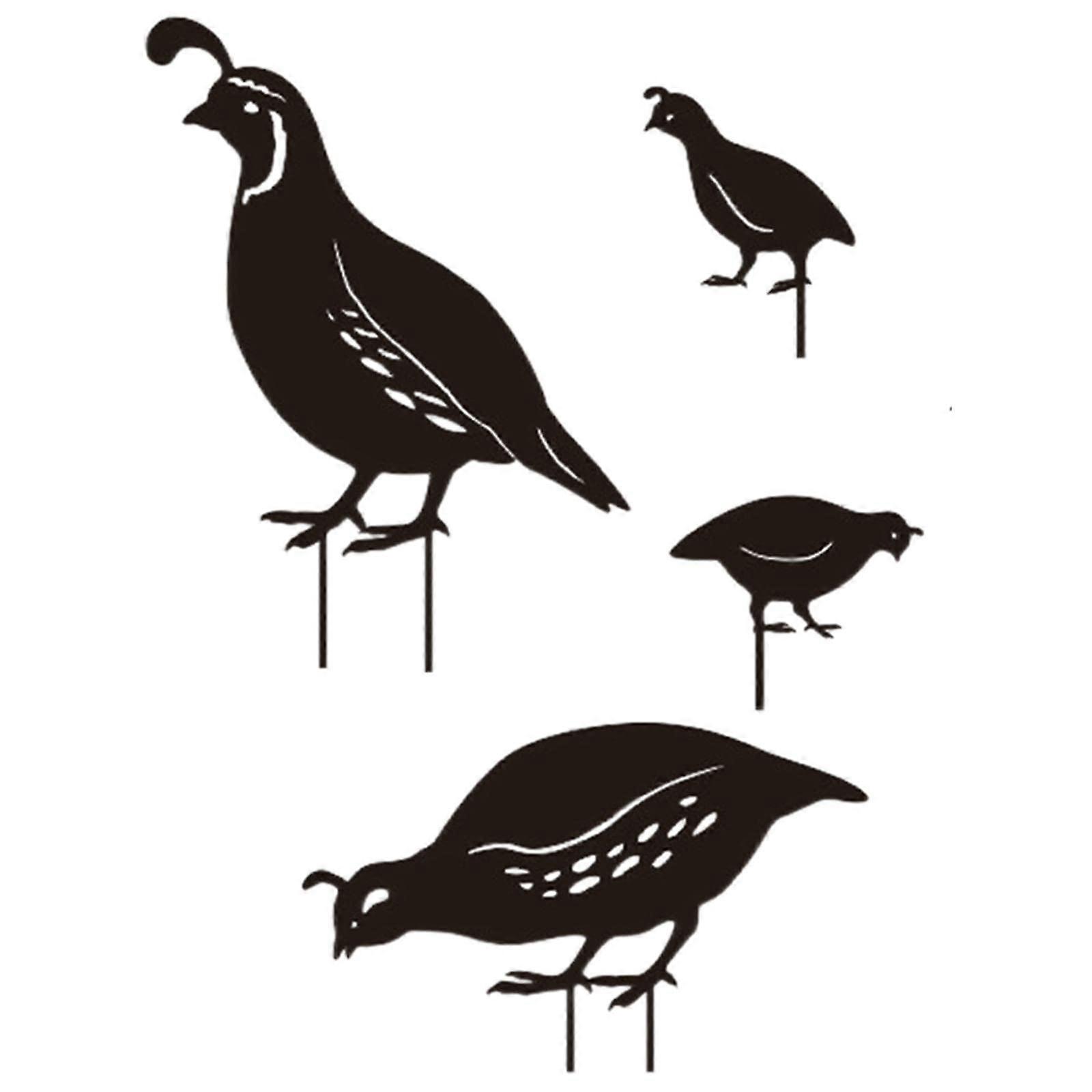 4Pcs Quail Statues - Garden Ornaments and Easter Decor Stakes