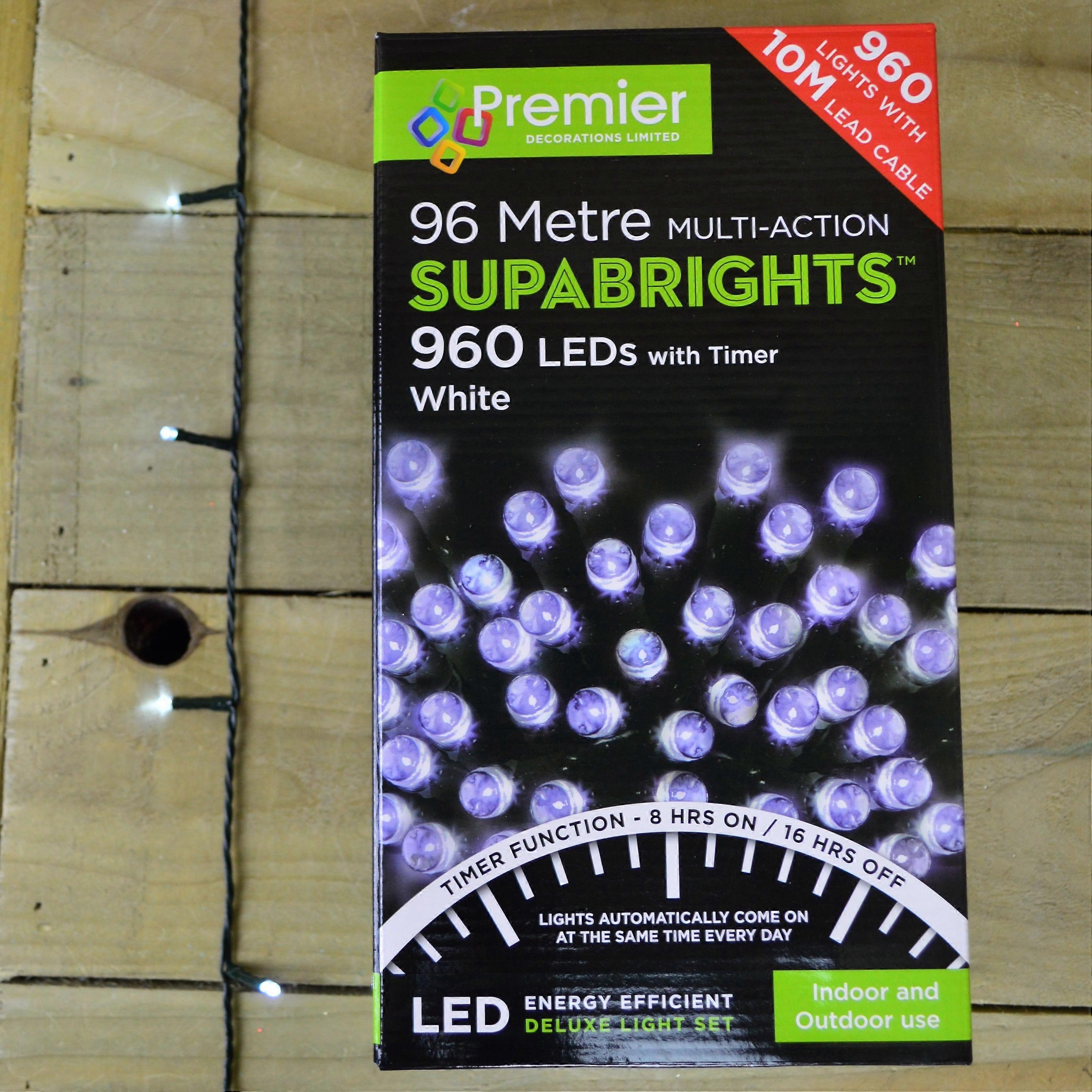 76.7M 960 Led Premier Multi Action Supabright Christmas Lights Cool White & Timer