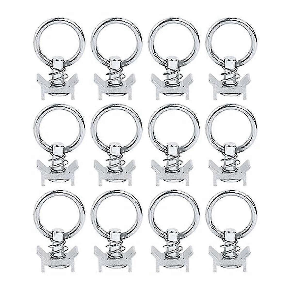 12PCS Single Stud Fitting L Track 4,000LB Capacità con Anello Rotondo In Acciaio Inox Custode In Alluminio, Argento
