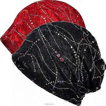 Womens Cotton Beanie Lace Turban Soft Sleep Cap Chemo Hats Fashion Slouchy Hat