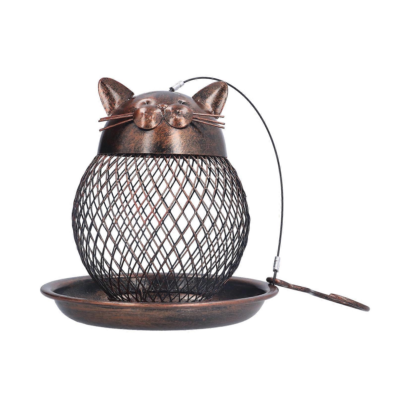 Feeder Metal Mesh Wild Feeder Courtyard Garden Decoration Hanging Retro Kitten Shaped Feeder