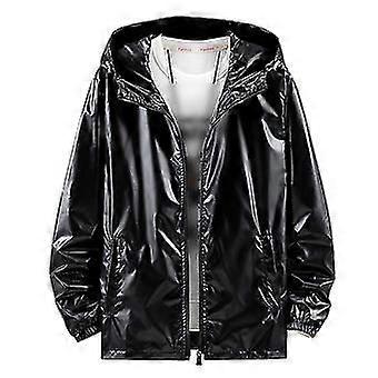 Sliktaa Mens Shiny Waterproof Hooded Jacket