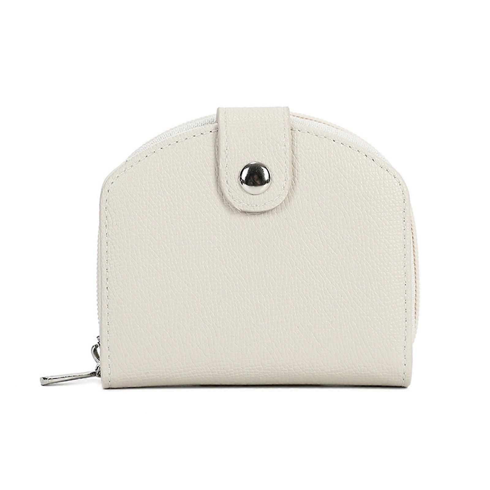 Solid Color Wallet Stylish Short Purse Card Case PU Leather Coin Purse Small Wallet with Card Holder for Daily white