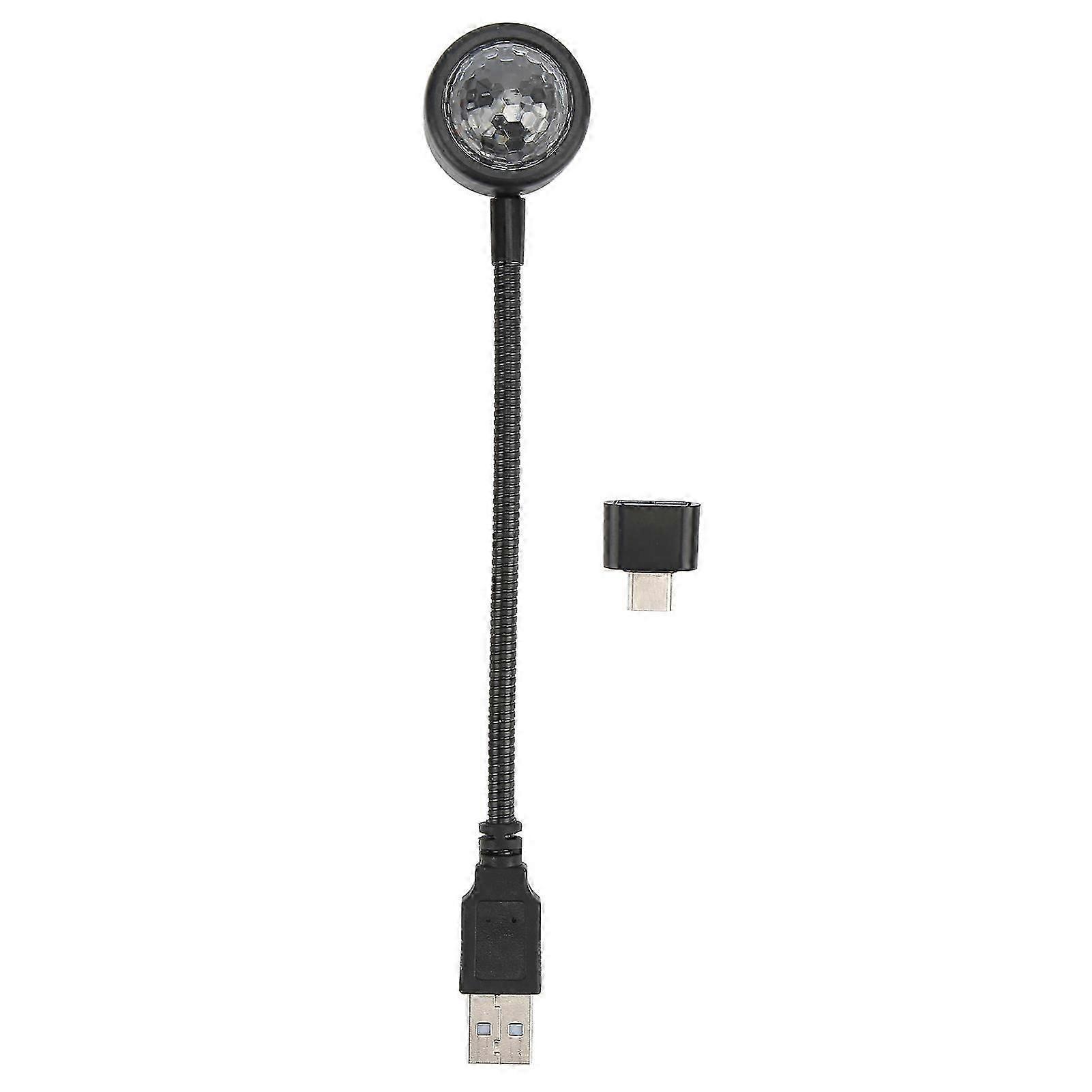 USB Star Projector Night Light LED Voice Control 360 Rotation Portable for Home Car (TYPE-C)