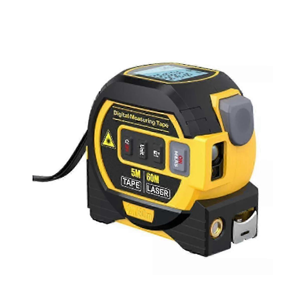 3-in-1 Handheld Digital Laser Rangefinder with LCD Display 60m Range + 5m Measuring Tape (for i)