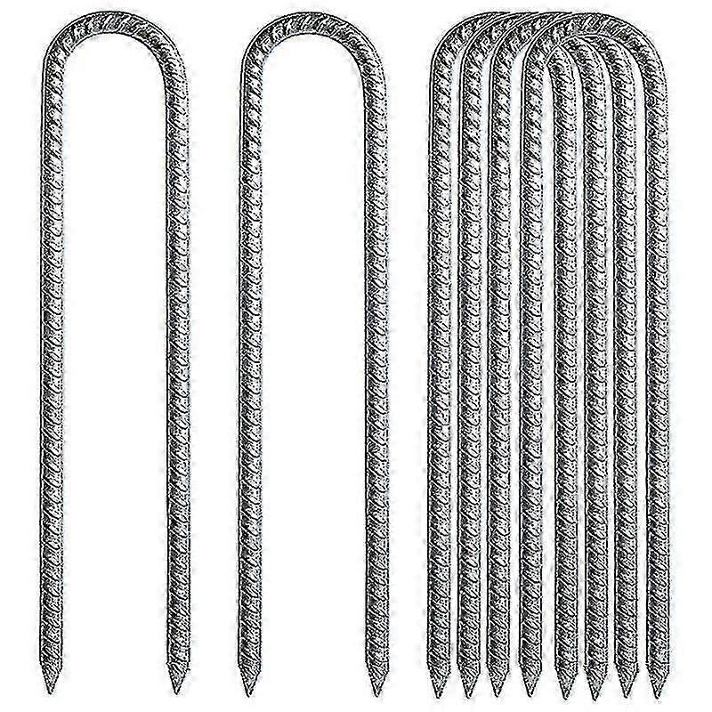 For 6 Pack Garden Nails Rebar Galvanized Steel U Hook Heavy Duty Ground Anchors - Rust-Resistant Garden Rebar Nails for Secure Ground Anchoring