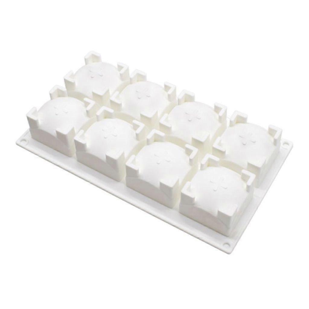 8 Cavities Silicone Baking Mold Domed Square Shape Mousse Molds Cake Mould