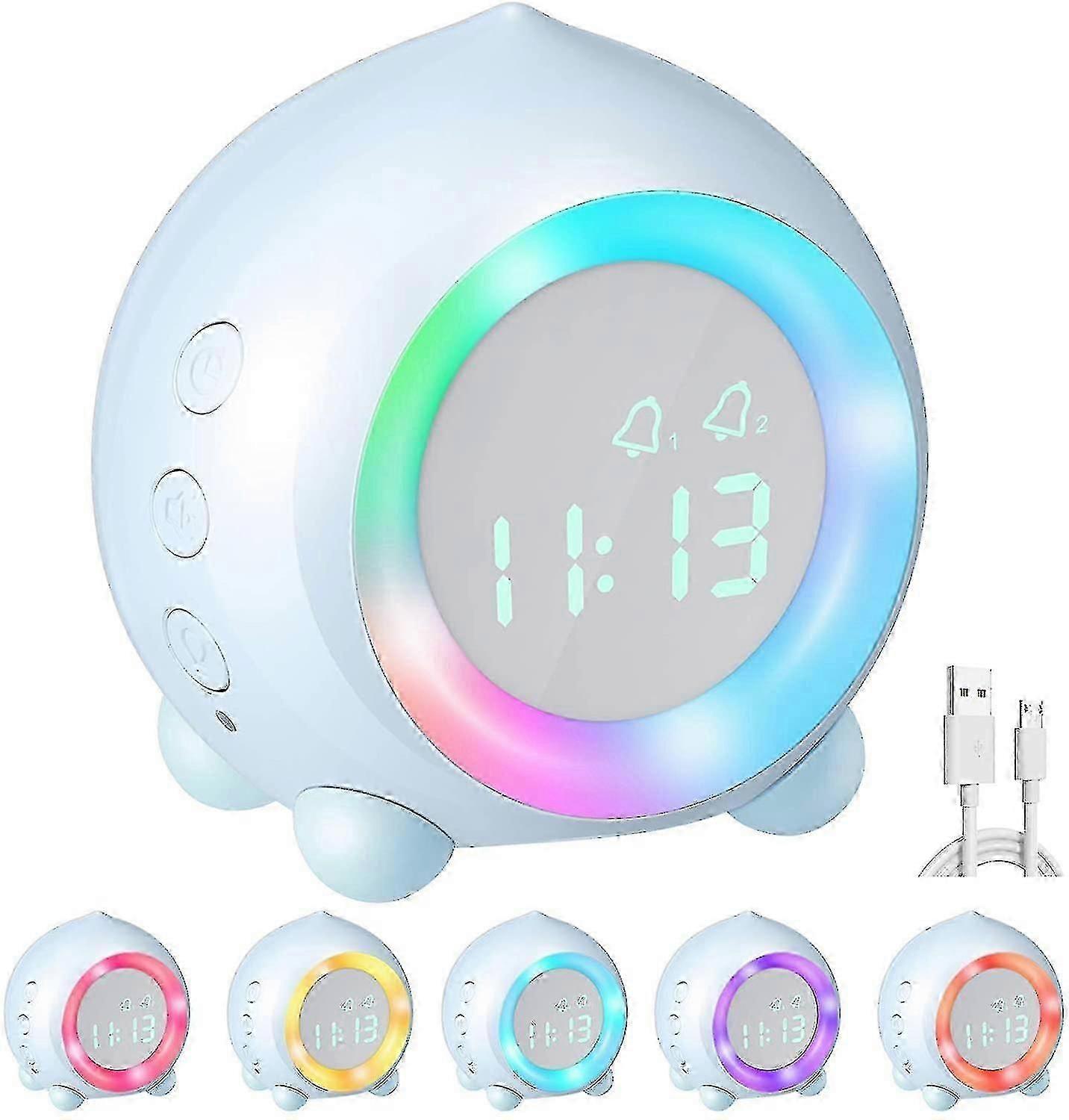 Smart Alarm Clock, Led Colorful Wake-up Light, Digital Clock, Nap Timer, Pink