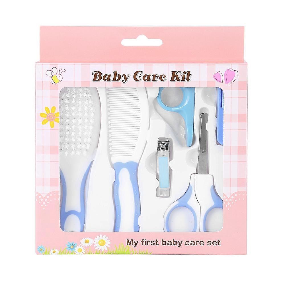 Baby Manicure Set, 6 Pieces, Nail Clippers, Scissors, Hairbrush, Comb, Practical for Everyday Use, Blue